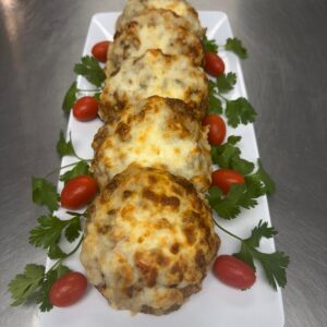 Meat patties with mushroom and cheese filling