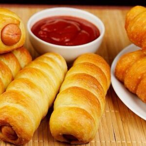 Sausage wrapped in dough